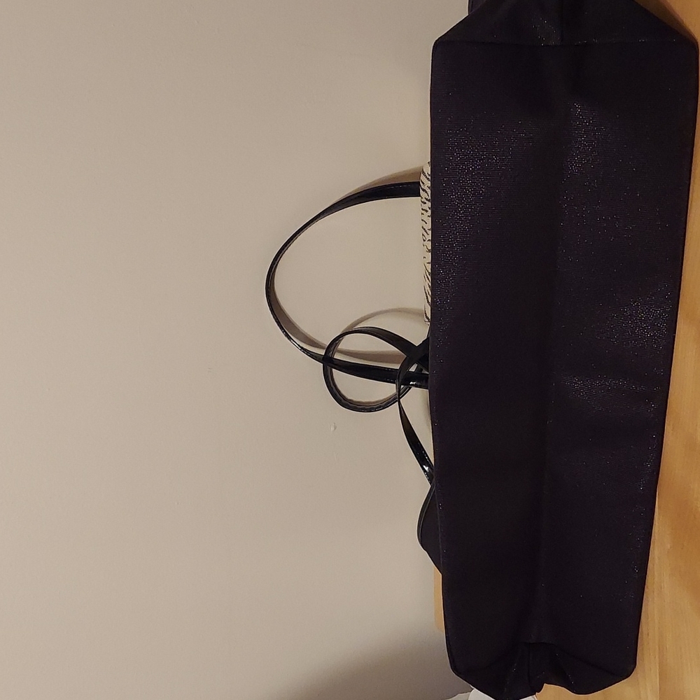 Victoria's Secret Love Victoria Black Shimmer Tote Bag with Attached Pouch - Picture 14 of 16
